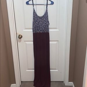 Aztec patterned navy/maroon maxi dress